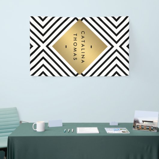 Geometrische Mod Vet Zwart-wit Patroon Spandoek (Beurs)