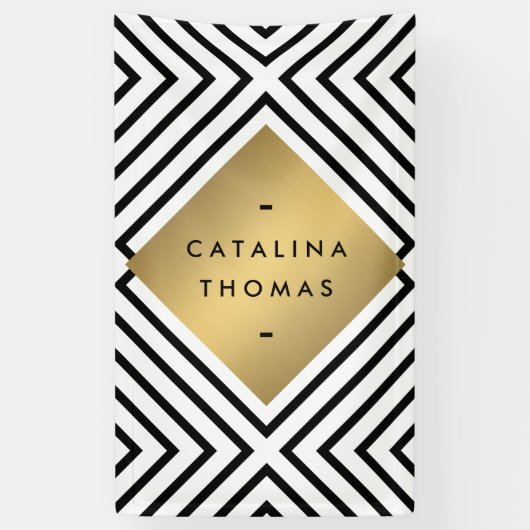 Geometrische Mod Vet Zwart-wit Patroon Spandoek (Verticaal)