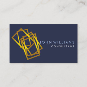 Geometrische moderne Gold Faux Professional Navy B Visitekaartje