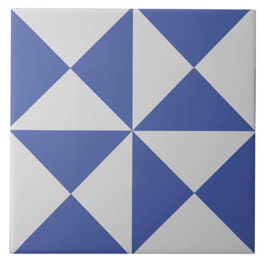 Geometrische moderne grafische blauwe en witte teg tegeltje (Voorkant)