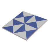 Geometrische moderne grafische blauwe en witte teg tegeltje (Zijkant)