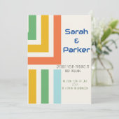 Geometrische moderne huwelijksuitnodiging kaart (Staand voorkant)