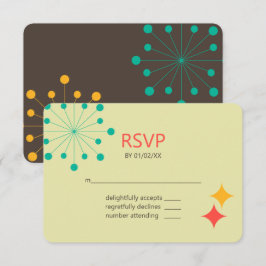 Geometrische moderne kleurrijke retro RSVP kaartje