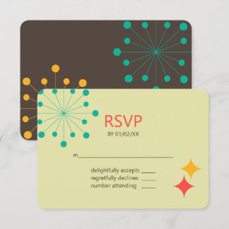 Geometrische moderne kleurrijke retro RSVP kaartje