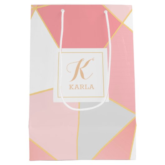 Geometrische moderne kleurrijke vormenachtergrond medium cadeauzakje (Achterkant)