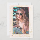 Geometrische moderne lichtroze gouden Afstuderen f Aankondiging (Voorkant)