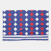 Geometrische moderne witte diamantband theedoek (Horizontaal)