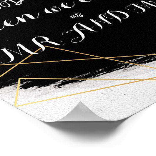 Geometrische moderne zwarte en goudWaterverf Poster (Hoek)