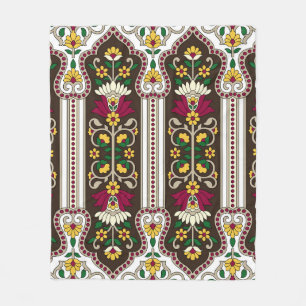 Geometrische Moghul Paisley-patroon op witte achte Fleece Deken