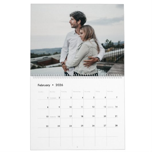 Geometrische monogram naam blush 17 foto collage kalender (Feb 2026)