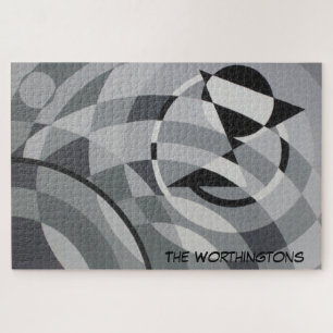 Geometrische monogram Naam Zwart-witte cirkels Legpuzzel