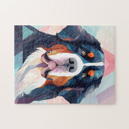 Geometrische motieven abstracte hond bernese berg legpuzzel (Horizontaal)