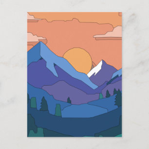 Geometrische Mountain Sunset Briefkaart