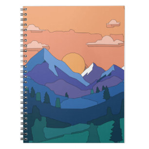 Geometrische Mountain Sunset Notitieboek
