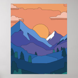 Geometrische Mountain Sunset Poster