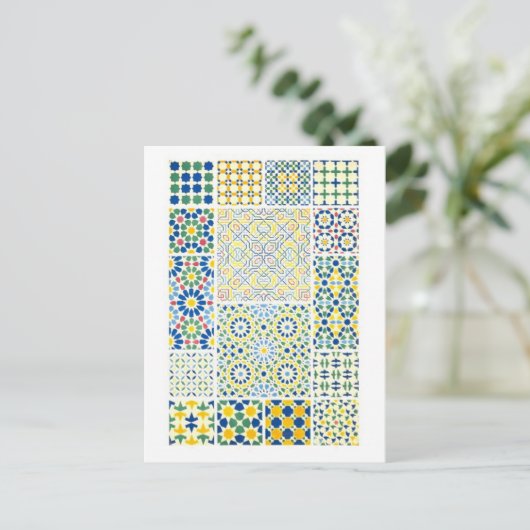 Geometrische Mozaïek Design uit Alhambra in Spanje Briefkaart (Staand voorkant)
