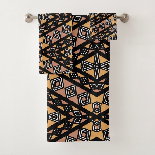 Geometrische Mudcloth Bogolan Handdoek Set (Insitu)