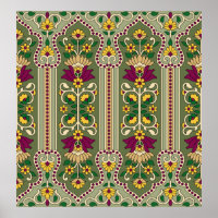 Geometrische Mughal Paisley-patroon op groene acht