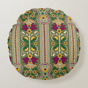 Geometrische Mughal Paisley-patroon op groene acht Rond Kussen