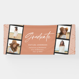 Geometrische multi-fototerracotta graduatie party spandoek