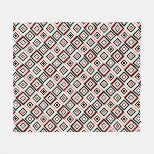 Geometrische Munt Oranje Tile Pattern Fleece Blank (Voorkant (Horizontaal))