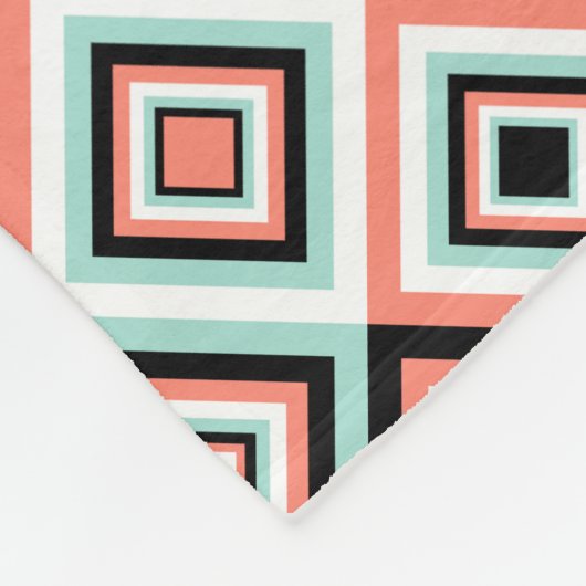 Geometrische Munt Oranje Tile Pattern Fleece Blank (Hoek)