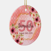 Geometrische naam Birthday blush roze florals Keramisch Ornament (Rechts)