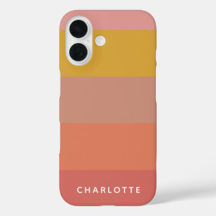 Geometrische naam Oranje en gele wapenstropen iPhone 16 Hoesje