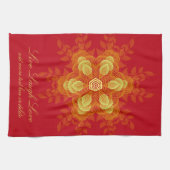 Geometrische natuur met aangepaste teksthanddoek theedoek (Horizontaal)