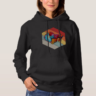 Geometrische noodlijdende retro visreservoir hoodie