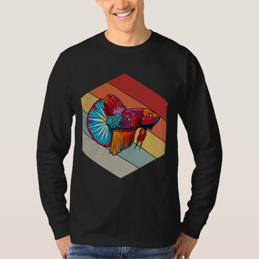 Geometrische noodlijdende  retro visreservoir t-shirt (Voorkant)