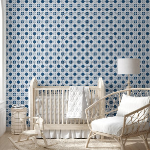 Geometrische Ocean Blue Mediterrane Tegel Behang
