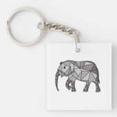 geometrische olifant, bisschop grijs, thuisdecor sleutelhanger (Voorkant)