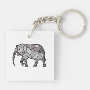 geometrische olifant, bisschop grijs, thuisdecor sleutelhanger