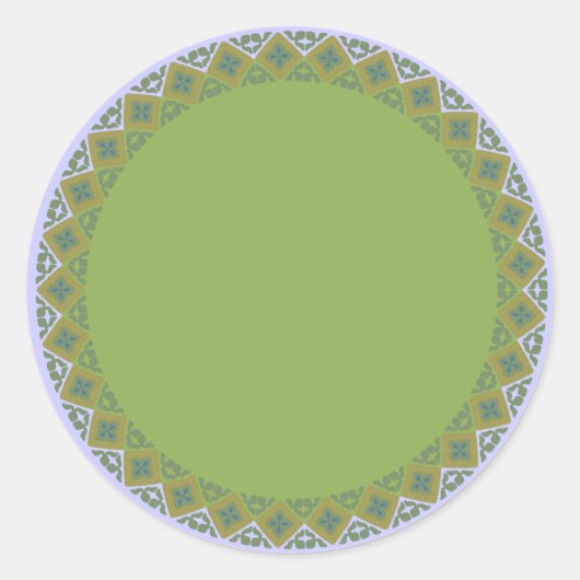 Geometrische olijfgroene rand Leeg Sjabloon Etiket (Voorkant)