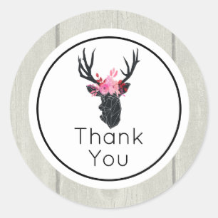 Geometrische ontwerper Hoofd Floral Crown Dank u Ronde Sticker