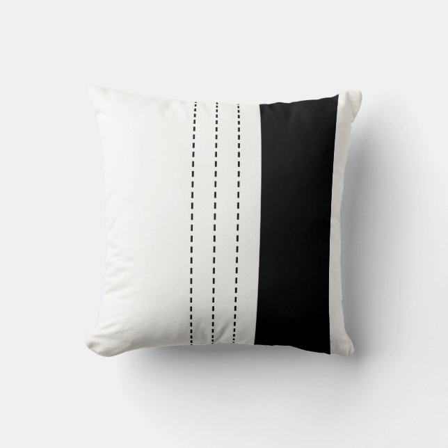 Geometrische ontwerplijn - Dash Pattern Black en W Kussen (Voorkant)