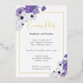 Geometrische Paarse Floral Wedding Party Folie Uitnodiging (Voorkant)