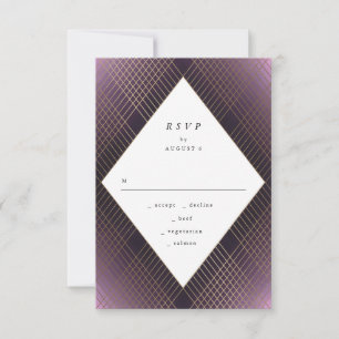 Geometrische Paarse Gatsby Wedding RSVP