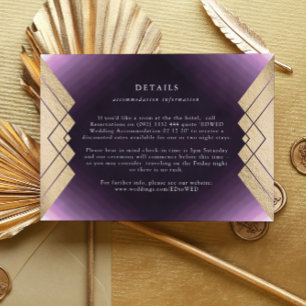 Geometrische Paarse Gold Foil Weddenschap Enclosur RSVP Kaartje