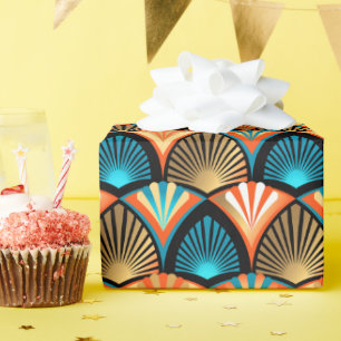 Geometrische palm verlaat gouden patronen in Art D Cadeaupapier