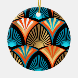 Geometrische palm verlaat gouden patronen in Art D Keramisch Ornament