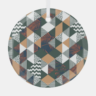 Geometrische palmbladeren, trendy patroon glas ornament