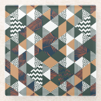 Geometrische palmbladeren, trendy patroon glazen onderzetter