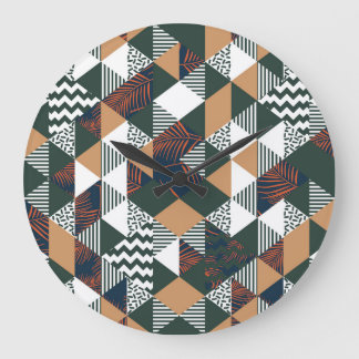 Geometrische palmbladeren, trendy patroon grote klok