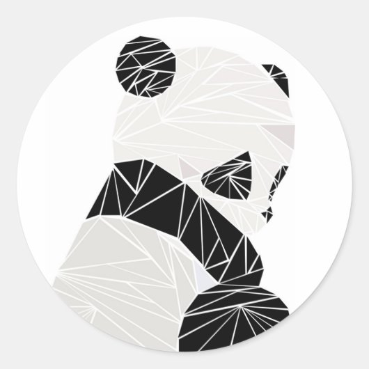Geometrische panda ronde sticker (Voorkant)