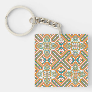 Geometrische pastelmandala sleutelhanger