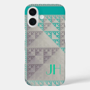 Geometrische patronen & Aangepast Monogram iPhone 16 Hoesje