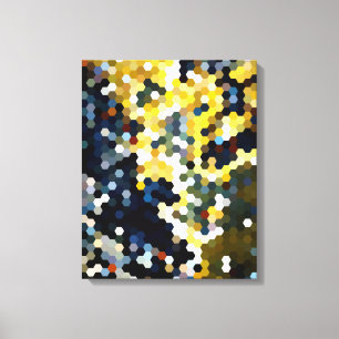 Geometrische patronen Gele en blauwe hexagons Canvas Afdruk