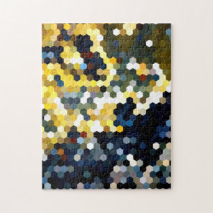 Geometrische patronen Gele en blauwe hexagons Legpuzzel